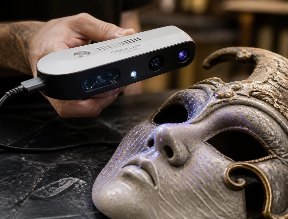 Detailscan einer Maske mit dem Creality Ferret Pro